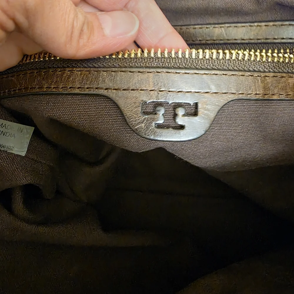 Tory Burch | Farrah Brown Woven Leather Shoulder Bag